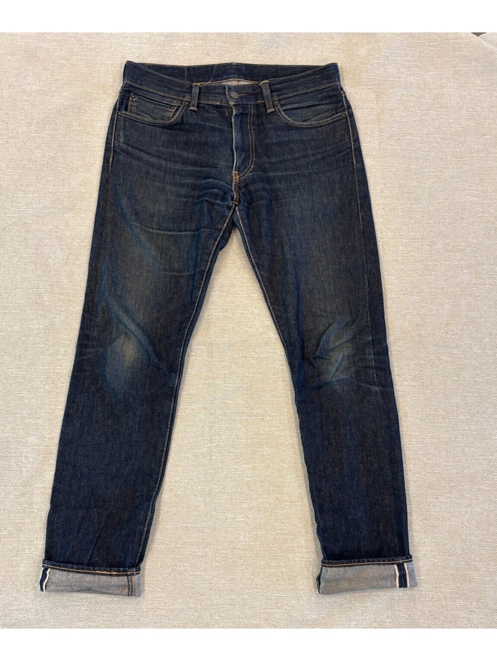 Levi's 511 Slim Fit Selvedge Denim Jeans Dark Wash Size 33x34 Vintage Character
